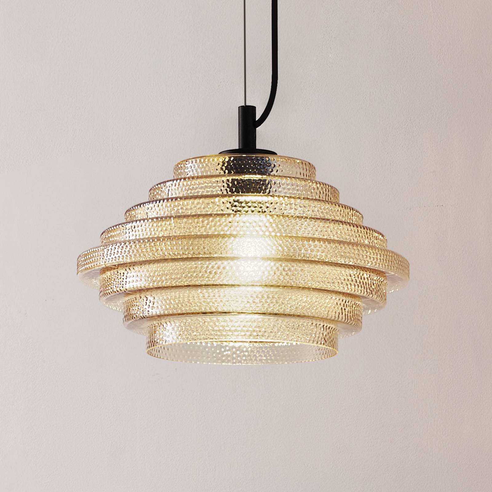 Lindby závesné svietidlo Orliana, Ø 35 cm, jantárová, sklo Lindby závesné svietidlo Orliana, Ø 35 cm, jantárová, sklo