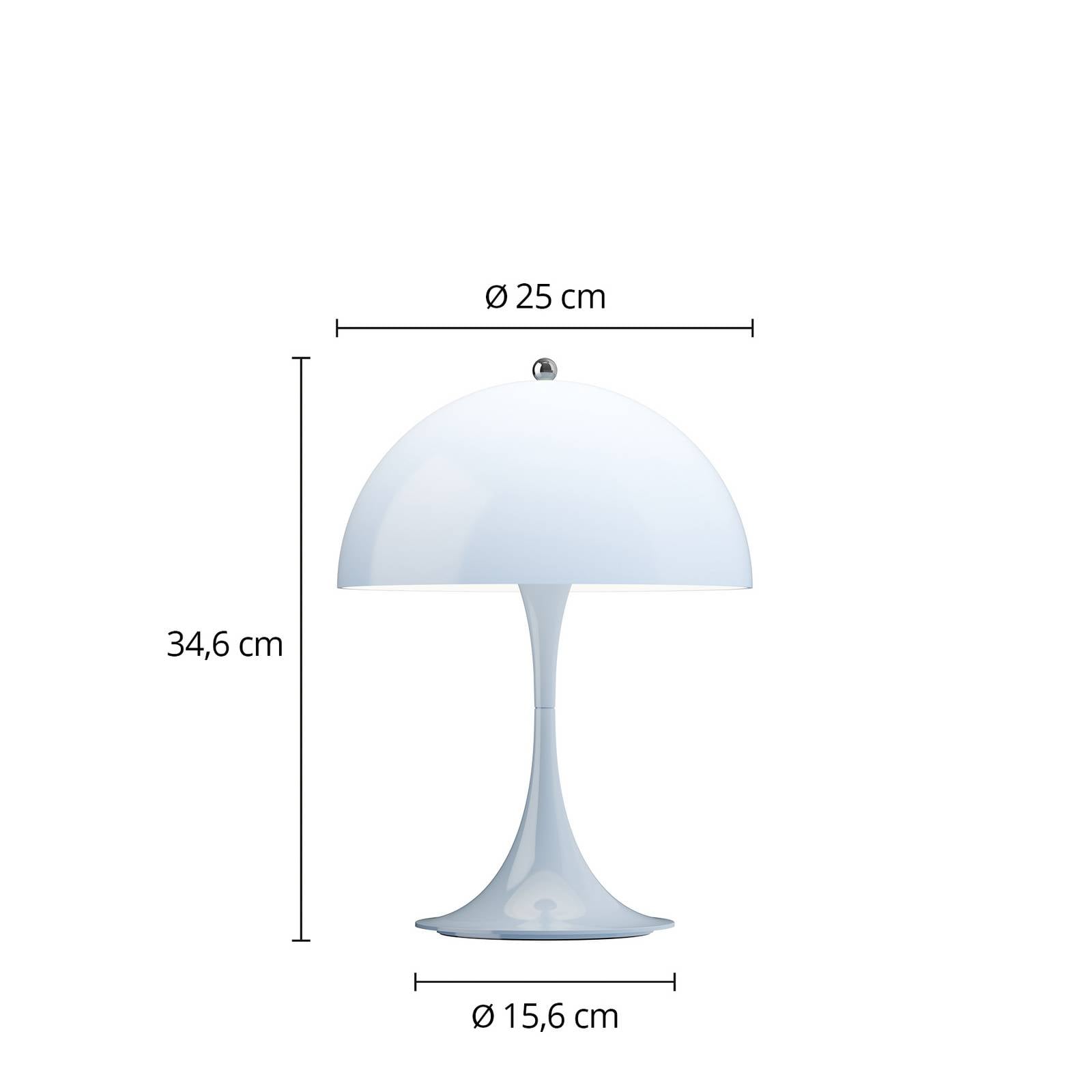 Louis Poulsen Akumulátorová lampa Panthella PORTABLE 250 svetlo modrá IP44 Louis Poulsen Akumulátorová lampa Panthella PORTABLE 250 svetlo modrá IP44