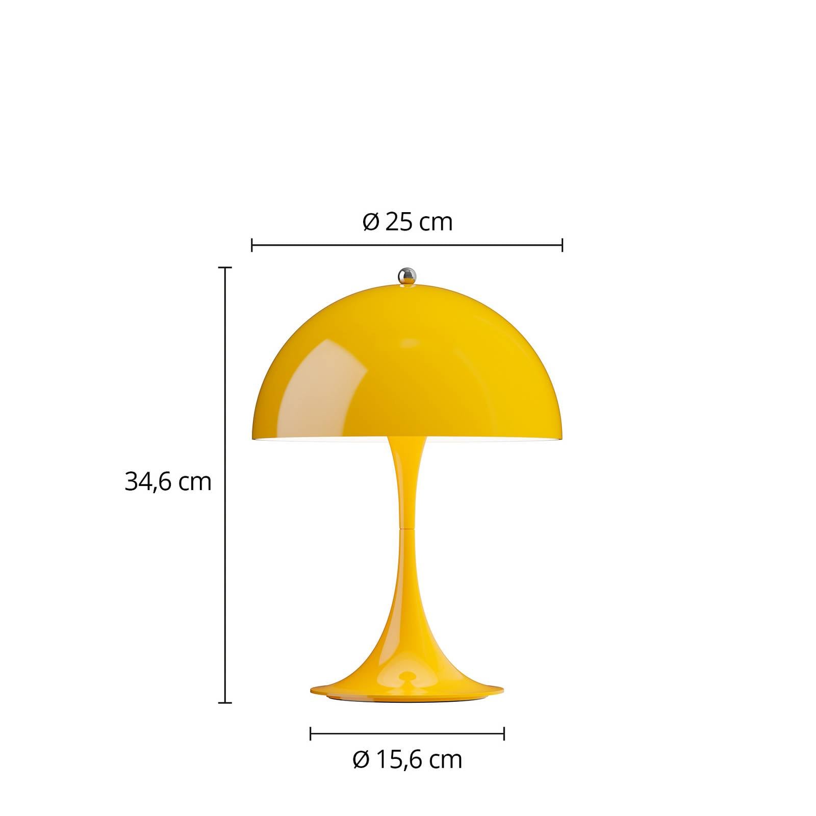 Louis Poulsen Akumulátorová lampa Panthella PORTABLE 250, žltá, IP44 Louis Poulsen Akumulátorová lampa Panthella PORTABLE 250, žltá, IP44