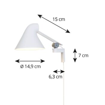 Louis Poulsen NJP nástenné LED rameno krátke biele