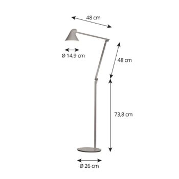 Louis Poulsen NJP stojaca LED 3 000 K tmavosivá
