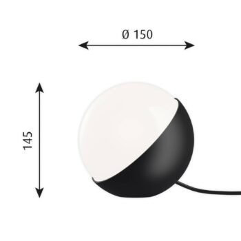 Louis Poulsen stolová lampa VL Studio, čierna, Ø 15 cm, sklo