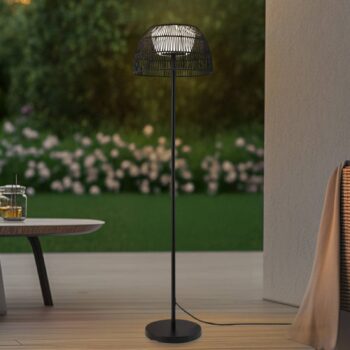 Lucande LED vonkajšia stojacia lampa Heribio, čierna, železo, 153 cm