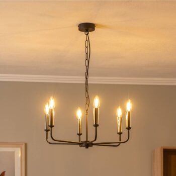 Luster Ampli, čierny/zlatý, 6-plameňové