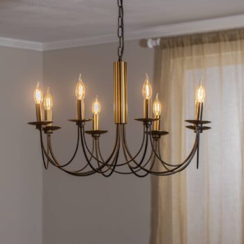 Luster Dofa, mosadz antik/čierna 8-pl