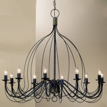 Luster Filo, 10-pl., modročierny, kov, Ø 100 cm