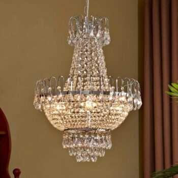 Luster Lindby Casparia, chrómová farba, krištáľ, E14