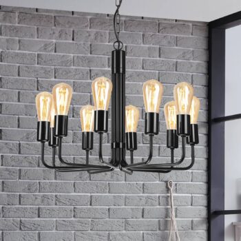 Luster Malou, 10-plameňové, čierne