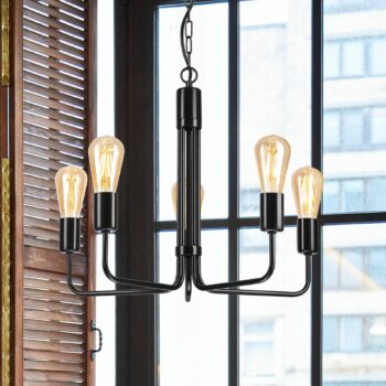 Luster Malou, 5-plameňové, čierne