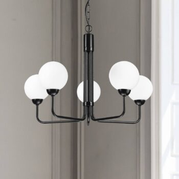 Luster Malou so sklenenými tienidlami, 5-plameňové