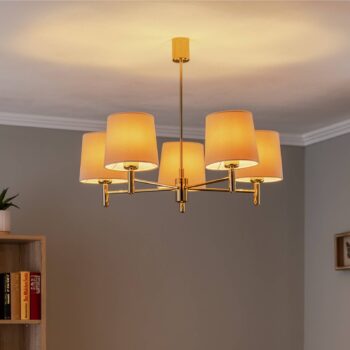 Luster Polo, 5-pl., béžová/tmavá mosadz