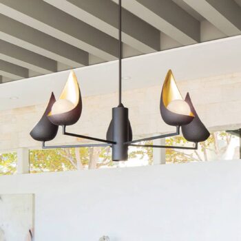 Luster Ren, 6-plameňový, čierna/zlatá