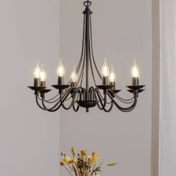 Luster ružový, čierny, 8-pl., kov