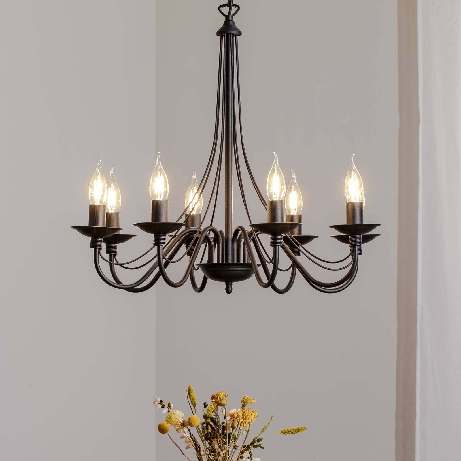 Luster ružový, čierny, 8-pl., kov Luster ružový, čierny, 8-pl., kov