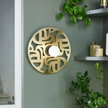 MARKET SET Labyrintové nástenné svetlo, Ø 40 cm mosadz