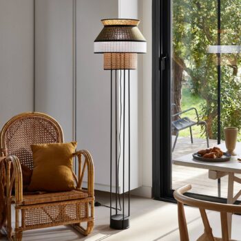 MARKET SET Singapour stojacia lampa, biele/khaki/kari