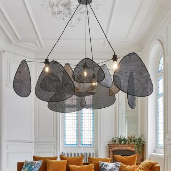 MARKET SET závesné svietidlo Screen XXL, 90 cm, černá, ratan