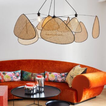 MARKET SET závesné svietidlo Screen XXL, 90 cm, prírodné, ratan