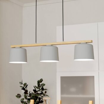 Mariel 3-svetelné závesné svetlo svetlo sivé prírodné drevo