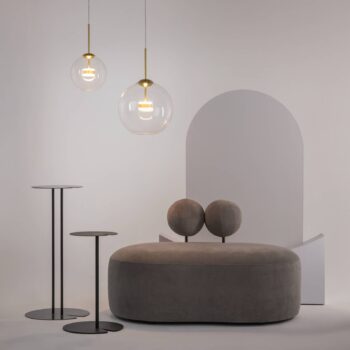 Maytoni LED závesné svietidlo Cometa, zlatá farba, sklo, Ø 35 cm