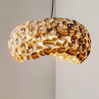 Narisa LED závesné svetlo Ø 46 cm ružovo zlaté/hnedé