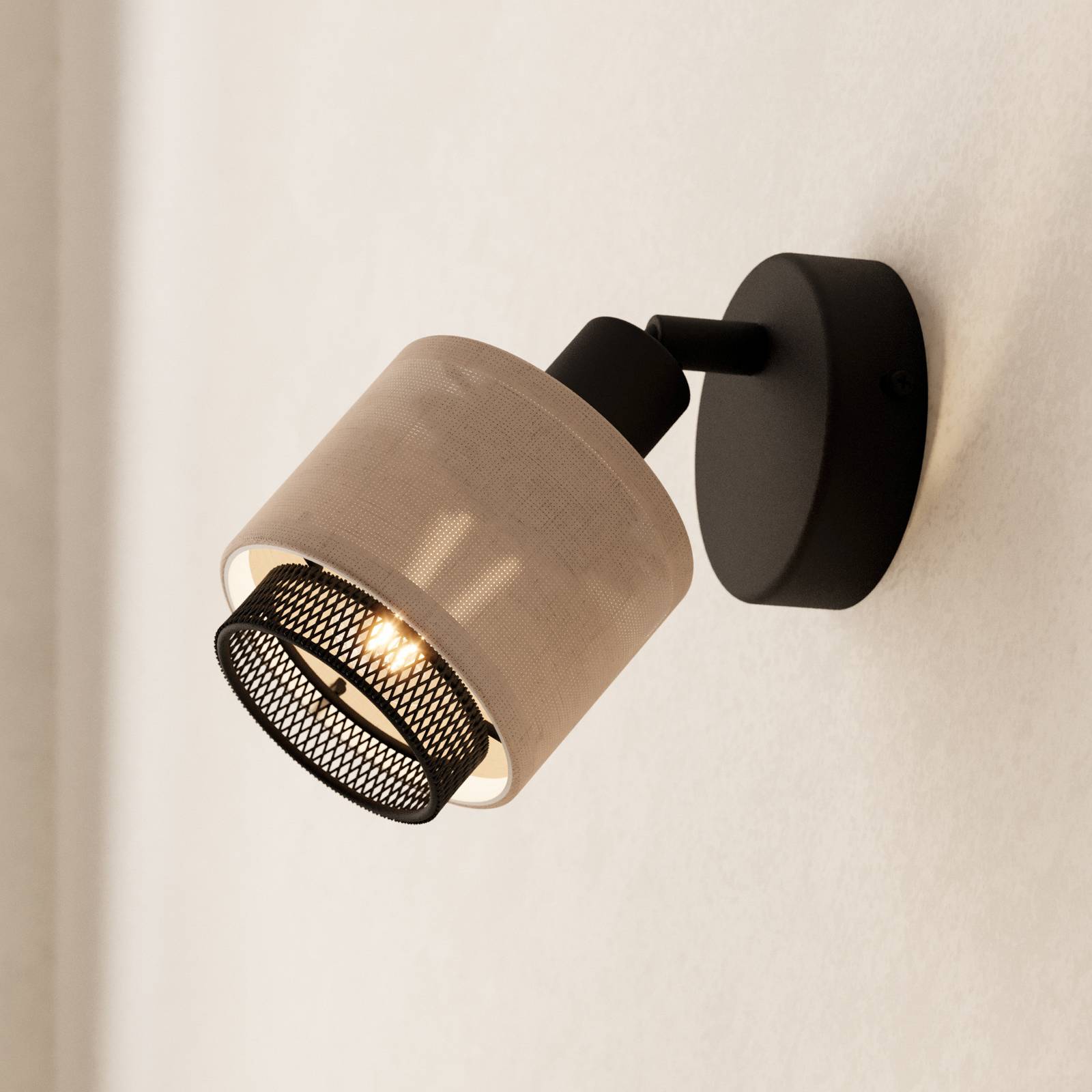 Nástenné bodové svietidlo Rosley, čierna/prírodná, ľan Nástenné bodové svietidlo Rosley, čierna/prírodná, ľan