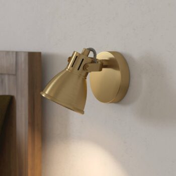 Nástenné bodové svietidlo Seras, brúsené mosadzné zlato, 1 svetlo