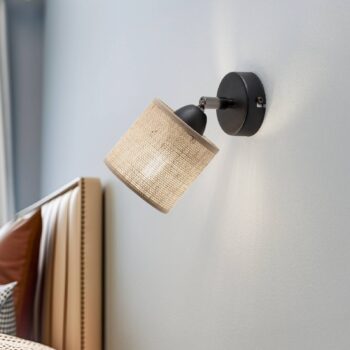 Nástenné svetlo Adeline s jutovým tienidlom, 1-plameňové