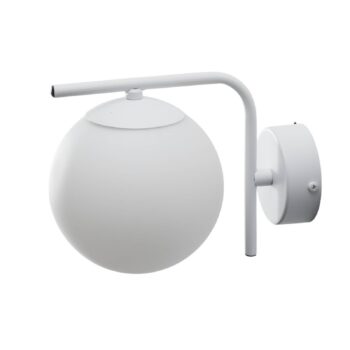 Nástenné svetlo Aurora, biele, sklo, výška 17 cm, guľa, E14