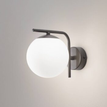 Nástenné svetlo Aurora, čierne, sklo, výška 17 cm, guľa, E14