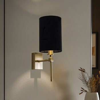 Nástenné svetlo Azzi textilný tienidlo 1-plameňové čierne