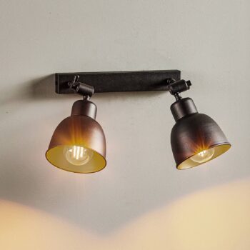 Nástenné svetlo Emoti, 2-plameňové, čierne