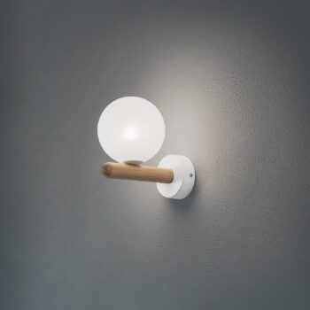 Nástenné svetlo Estera, biela/farba dreva, sklo, G9