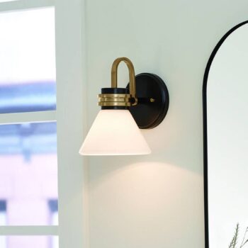 Nástenné svetlo Farum 1, čierna/bronzová, oceľ, sklo, G9