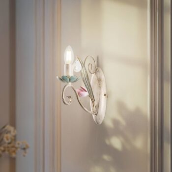 Nástenné svetlo Florina s kvetinovým dekorom, 1-plameňové