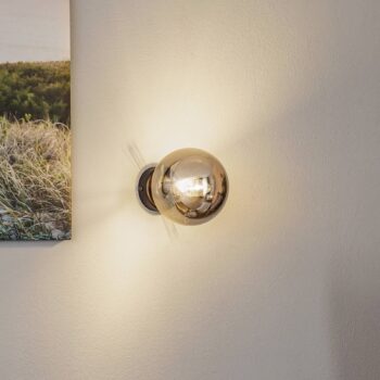 Nástenné svetlo Glassy, čierne, grafitové, sklo, E14, Ø 14 cm