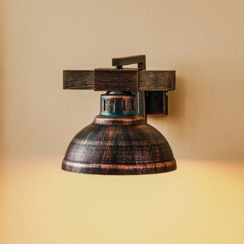 Nástenné svetlo Hakon, hrdzavohnedá/prírodné drevo