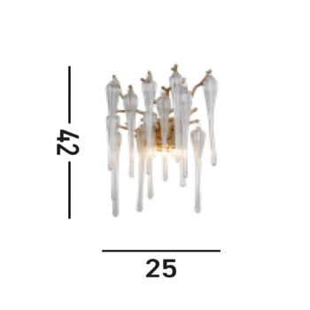 Nástenné svetlo Heritage, šírka 25 cm, zlatá farba/číra, sklo