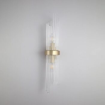 Nástenné svetlo Lara, výška 56 cm, zlatá/číra, sklo/kov