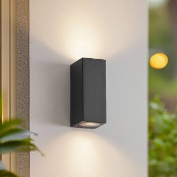 Nástenné svetlo Lucande Xava, hore/dole, antracit, 2-pl