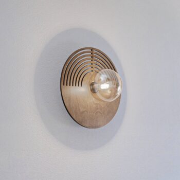 Nástenné svetlo Lunar, biela/farba dreva, Ø 30 cm, G9