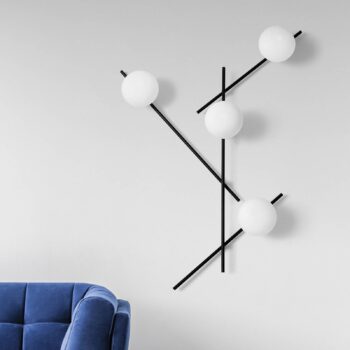 Nástenné svetlo Mikado, mliečne sklo, 4-plameňové