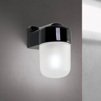 Nástenné svetlo Ostia, čierne, keramika, satinované sklo, E27