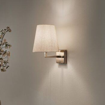 Nástenné svetlo Profil, zlatá/krémová, kov/textil, výška 30 cm