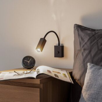 Nástenné svetlo Raisio, flexibilné rameno, čierne