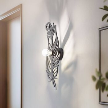 Nástenné svetlo W-030, čierne, dizajn s motívom pier, MDF drevo, laserovo rezané