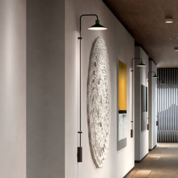 Nástenné svietidlo Bover LED Platet A/06, čierna/olivovo sivá, 154 cm