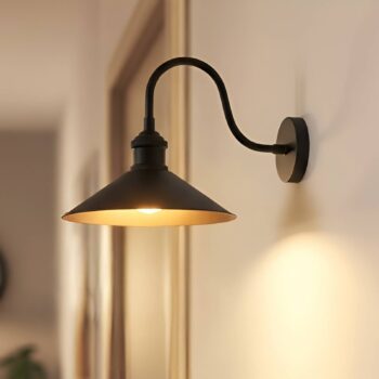 Nástenné svietidlo Christer, čierne, šírka 24 cm, kov, E27