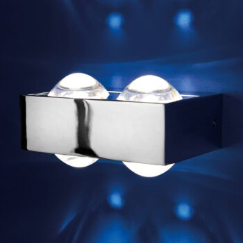 Nástenné svietidlo Focus, chróm, 4 šošovky, kov, sklo