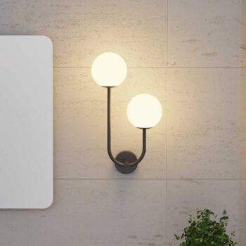 Nástenné svietidlo Forlight Sfera Double, čierne, sklo, šírka 23 cm